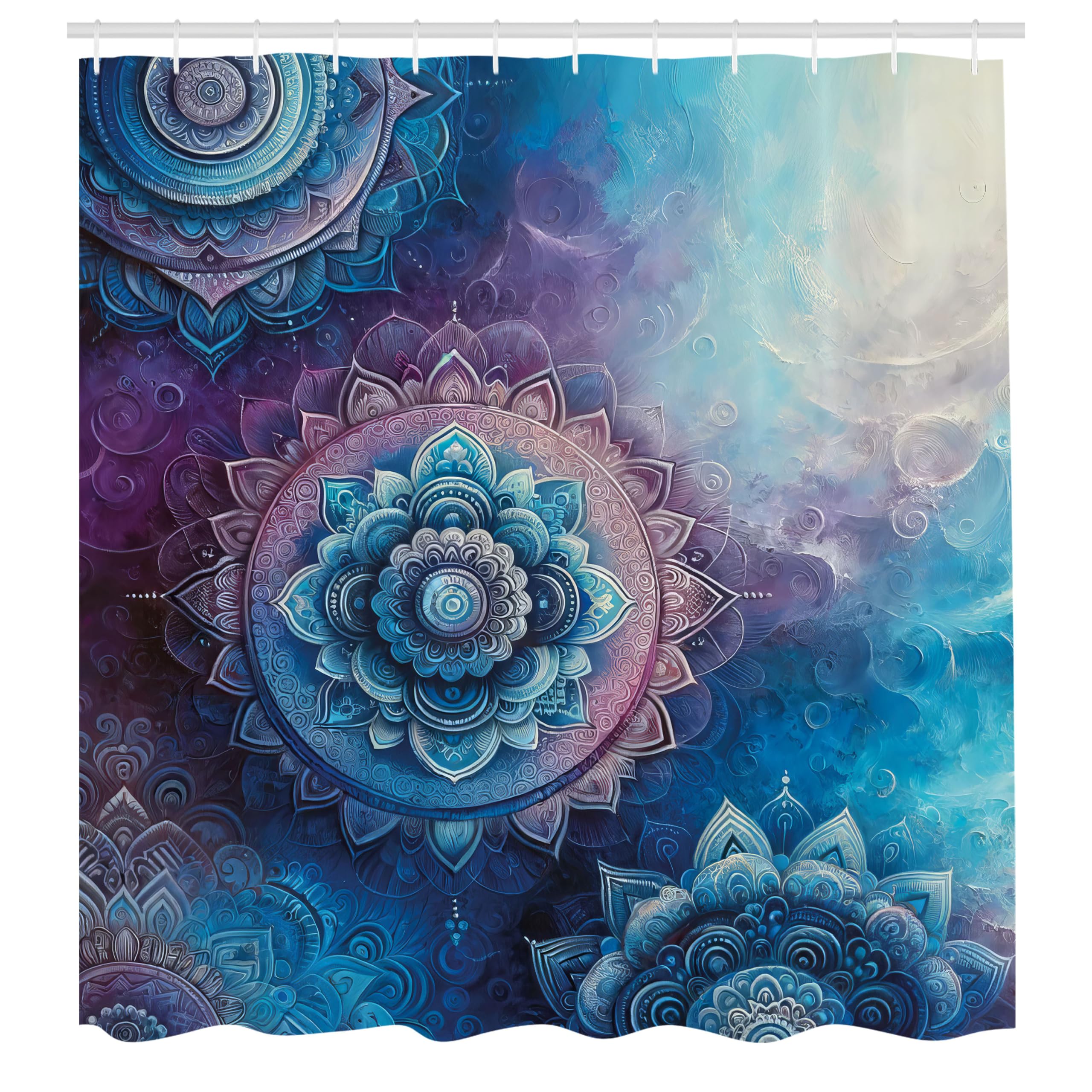 Ambesonne Purple Shower Curtain, Mystic Mandala Victoria Water Lilies Floating In Dark Magic Pond Print Art, Cloth Fabric Bathro